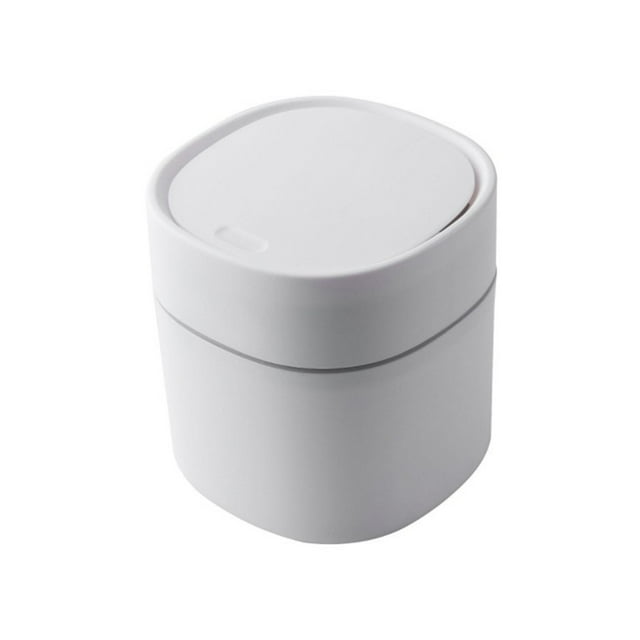 Naiovety Bote de basura de fácil operación con capacidad de 2L - Aspecto ordenado para escritorio Baño Dormitorio Cocina Almacenamiento y organización del hogar Blanco emergente