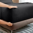 thumbnail image 4 of ROYALE LINENS 4 Piece King Sheets Set - Soft Brushed 1800 Microfiber Bedding - 1 Fitted, 1 Flat Sheet, 2 Pillow Cases - Wrinkle Free & Fade Resistant - Hotel Luxury Bed Sheets (Stripe Black, King), 4 of 10