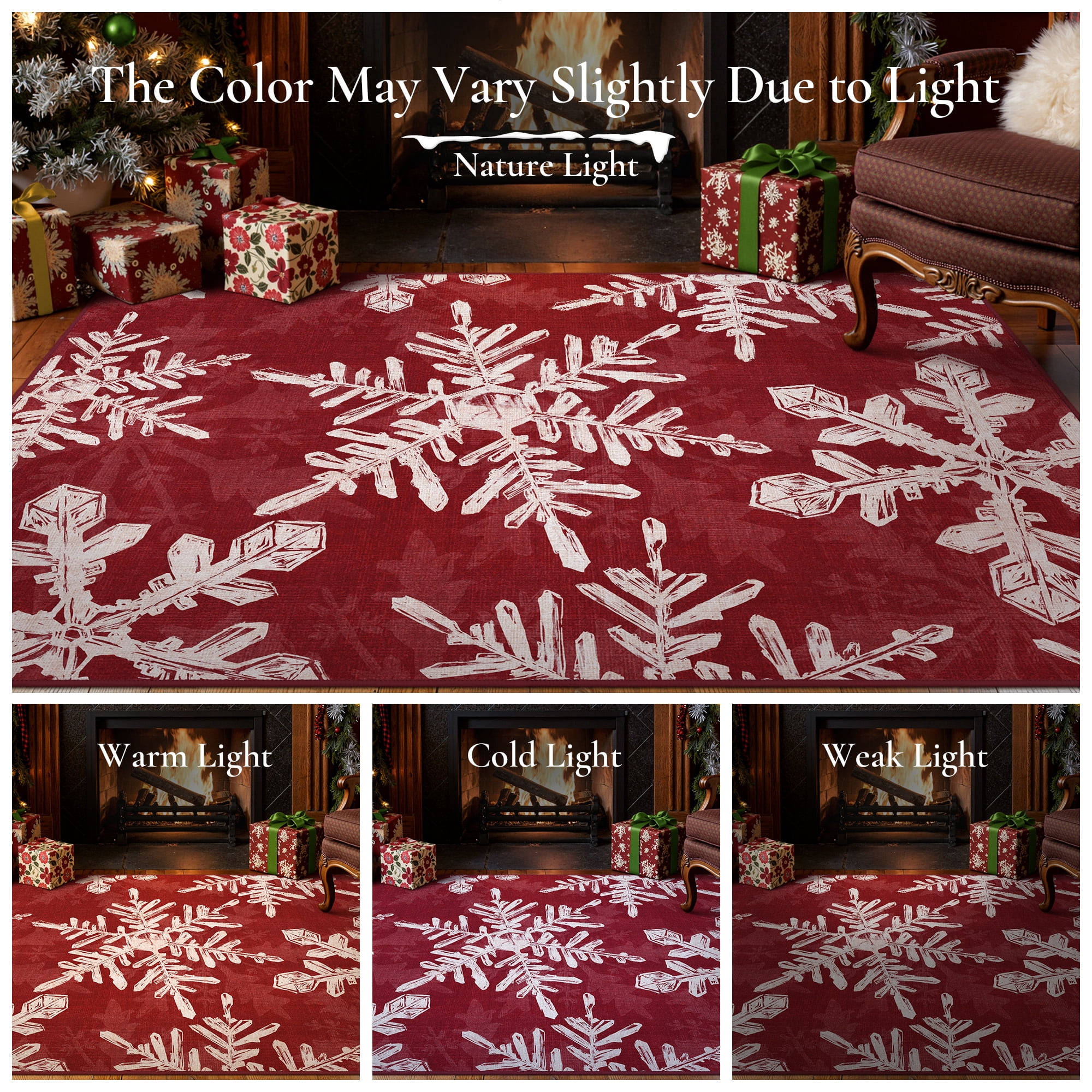 KUETH Christmas Runner Rugs 2x3 Machine Washable Non Slip Red Rugs for Kitchen,doorways and Hallway Decor