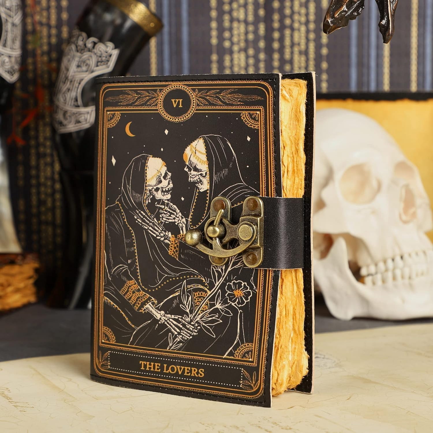Gothic Grimoire Journal - Vintage LOVE Tarot Gifts And Wiccan Gifts, Spooky Gifts And Witchy Journal For Men And Women, Leather-Bound Reading Journals Reading Book Journal For Book Lovers