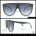 thumbnail image 3 of Classic Oversized Flat Top Oversized Thin Plastic Racer Fashion Sunglasses Black - Smoke, 3 of 8