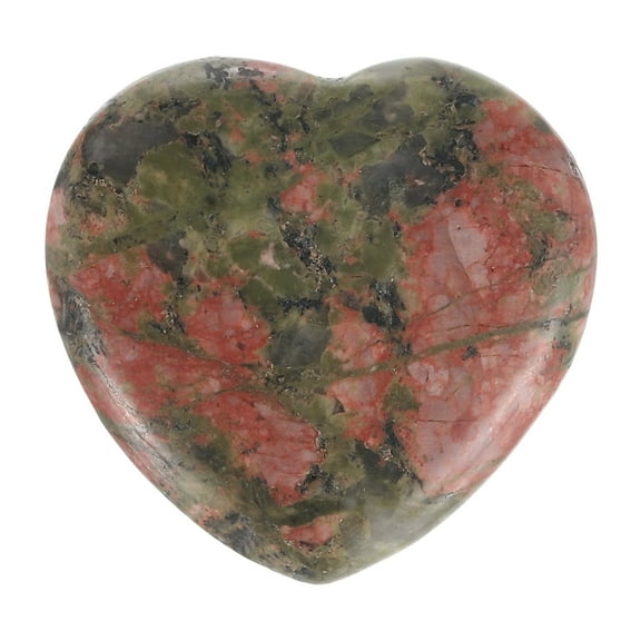 Uxcell Natural Heart Shaped Crystal Stone, 1.2 Inch Mini Polished Love Gemstone Crystal, Pocket Rock Engraved Worry Stones for Women Gifts Meditation, Unakite