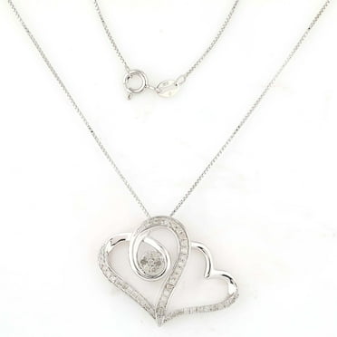 Brilliance 0.50ct (J I3) Round Diamond Heart Pendant Necklace in Silver,18''