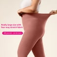 thumbnail image 4 of Fnooota Womens Thermal Leggings, Stretch Winter Elastic Waist Fleece Yoga Pants Pink Size L, 4 of 8