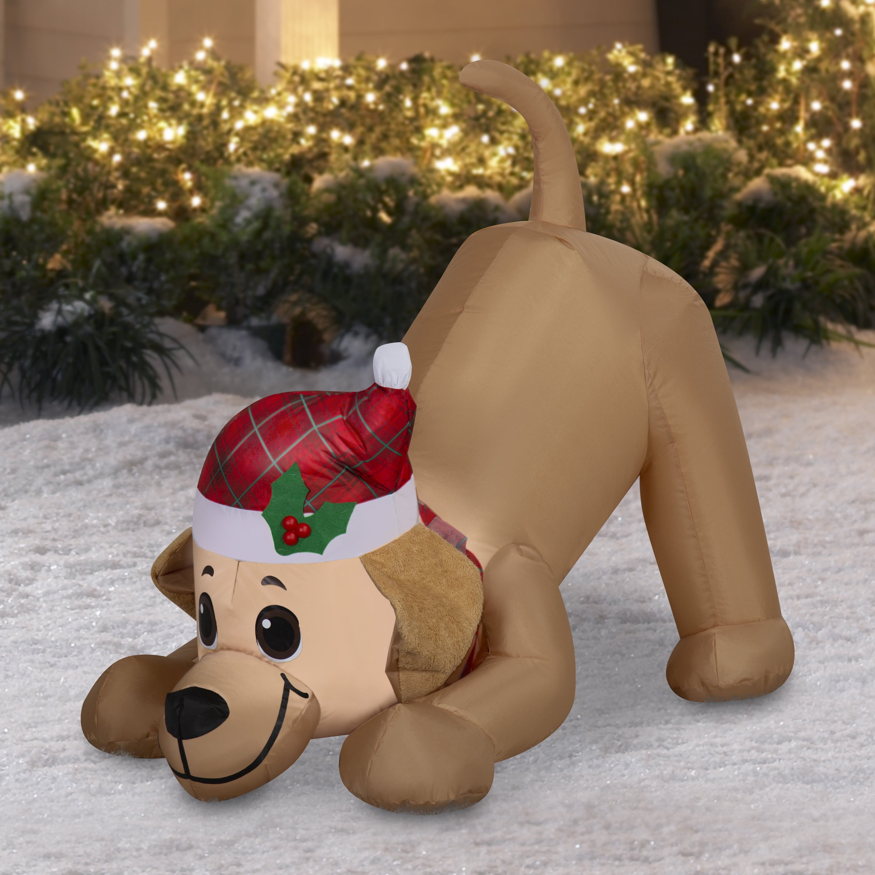 3 ft Playful Dog Christmas Airblown Yard Inflatable, Multicolor, by Holiday Time