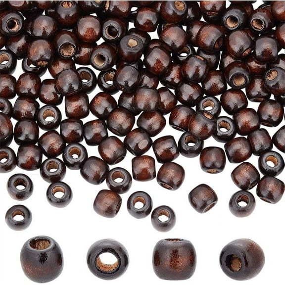200Pcs Brown Wood Beads 11.5x11mm Large Hole Wood Beads Natural Dyed Brown Wooden Beads Barrel Wooden Beads Wooden Spacer Beads with 5mm Hole for DIY Craft Jewelry Making Coffee