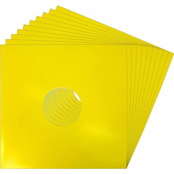 (10) 12" Colored Vinyl Record Jackets with Center Hole - Yellow - 12JWYEHH