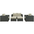 thumbnail image 3 of Modway Sectionnel de Mobilier de Patio Extérieur en Osier Rattan Sojourn, 5 Pcs, Beige, 3 of 7