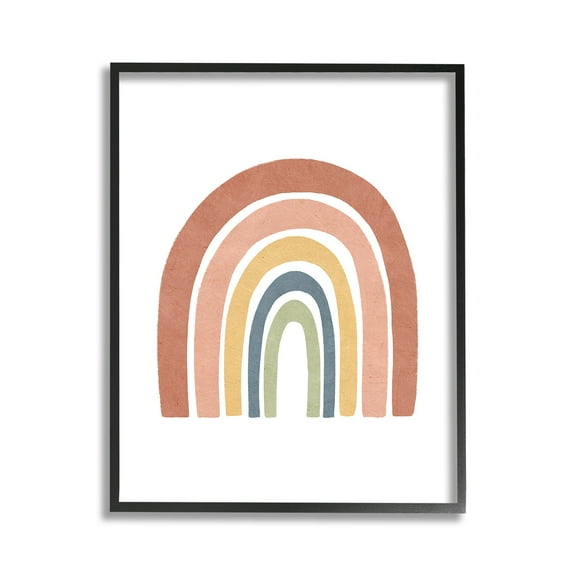 Stupell Industries Boho Rainbow Stripes Landscape Painting Black Framed Art Print Wall Art, 11 x 14