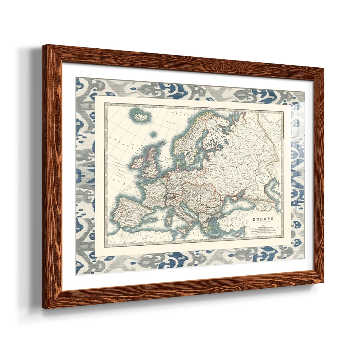 Bordered Map of Europe-Premium Framed Print - Ready to Hang