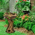 Stable Tree Stump Bird Standing Bathing Bowl Resin Decorative Statue