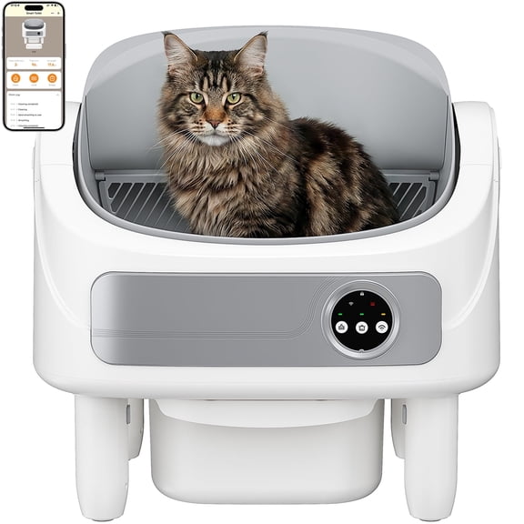 Andpety Automatic Litter Box, Self-Cleaning Cat Litter Box with Bio-Radar & 10 Safety Sensors for Anti-Pinch, Open Top Large Litter Robot with App Control & Odor-Removing System, White
