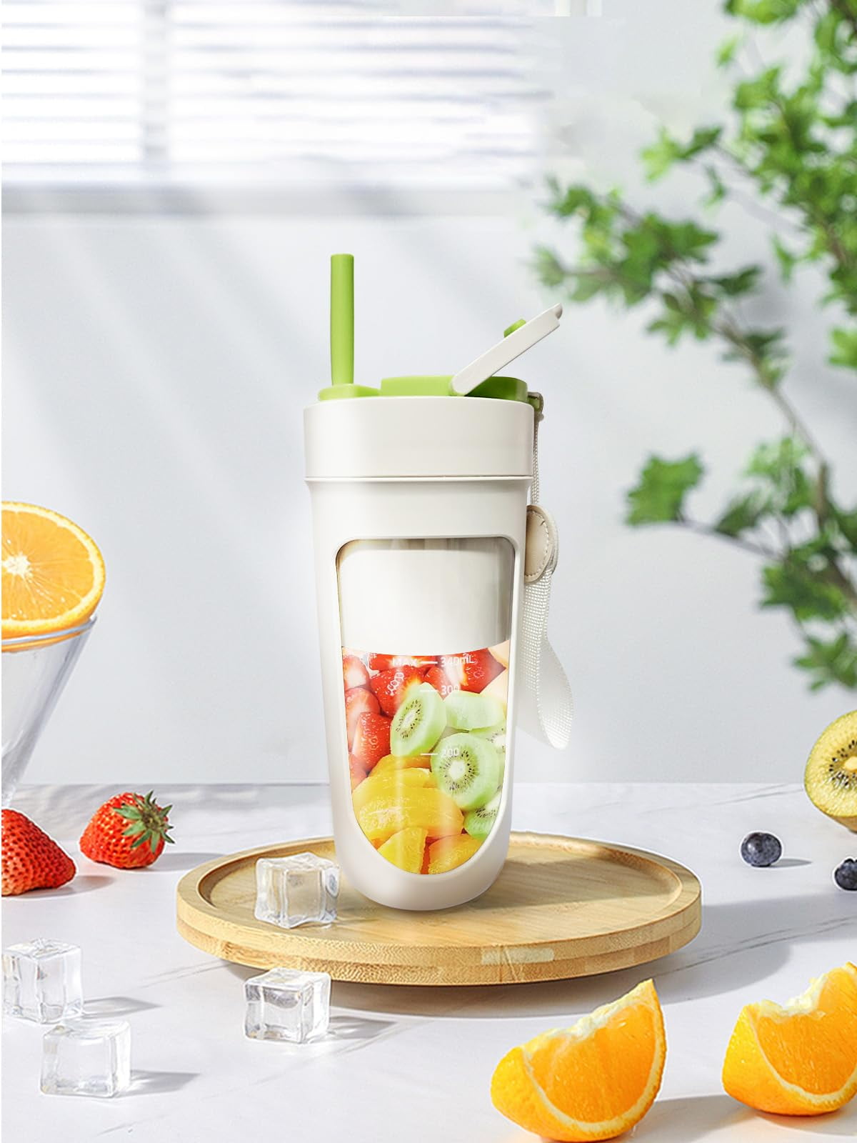 Portable Blender, 12oz Smoothie Blender Cup with 4000ml rechargeable Battery, 10 Blades, Crushable Ice, Suitable for Shakes and Smoothies, Suitable for Travel, Sports, Camping and Fitness
