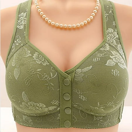YEJIMAN Bras for Women Front Closure Bras Comfort Breathable Plus Size Daily Bras No Underwire Full Support  Green Women Underwear Seamless  Cotton Womens Cotton Underwear