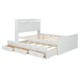 thumbnail image 5 of [Luckynote]Full Size Wooden Bed with Storage Headboard with Outlets, Extendable Bed with Twin Size Trundle with Three Storage Drawers,White, 5 of 15