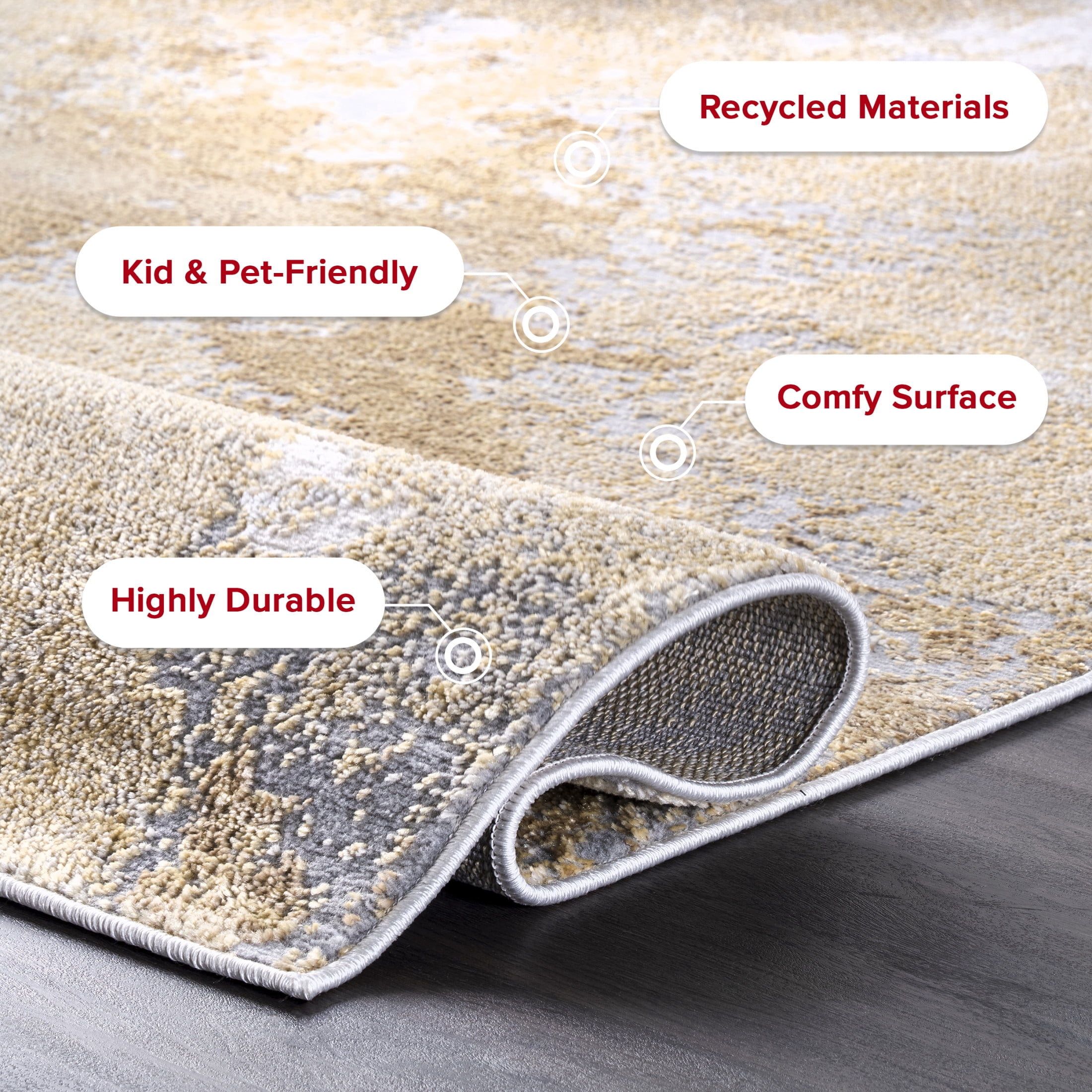 nuLOOM Cyn Contemporary Abstract Area Rug, 8' 10" x 12', Cyn Gold