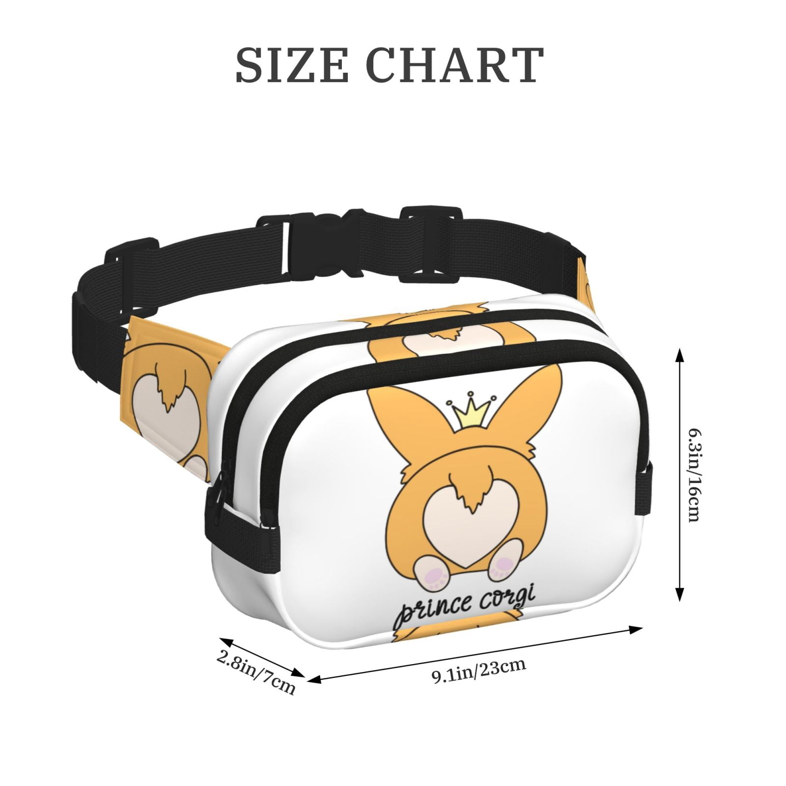 Hirioo Prince Corgi Dog for Double Layer Waist Bag Adjustable Fanny Pack For Travel Running Hiking