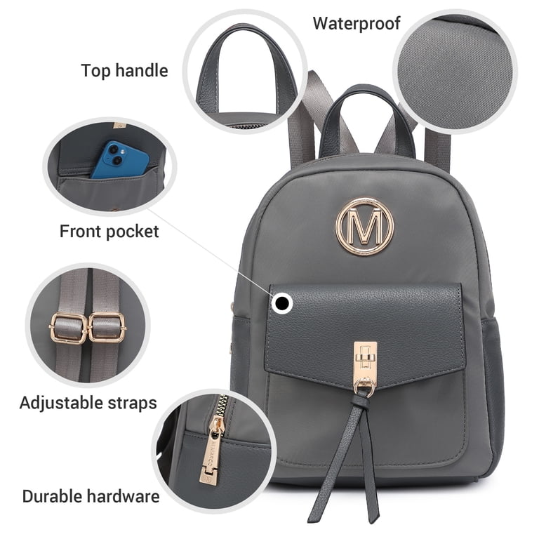 Mini Backpack Nylon Lightweight Durable Travel Shoulder Bag Adjustable Straps NYLON MINI BACKPACK BROWN | Water-Resistant Mini Backpack  main image 3