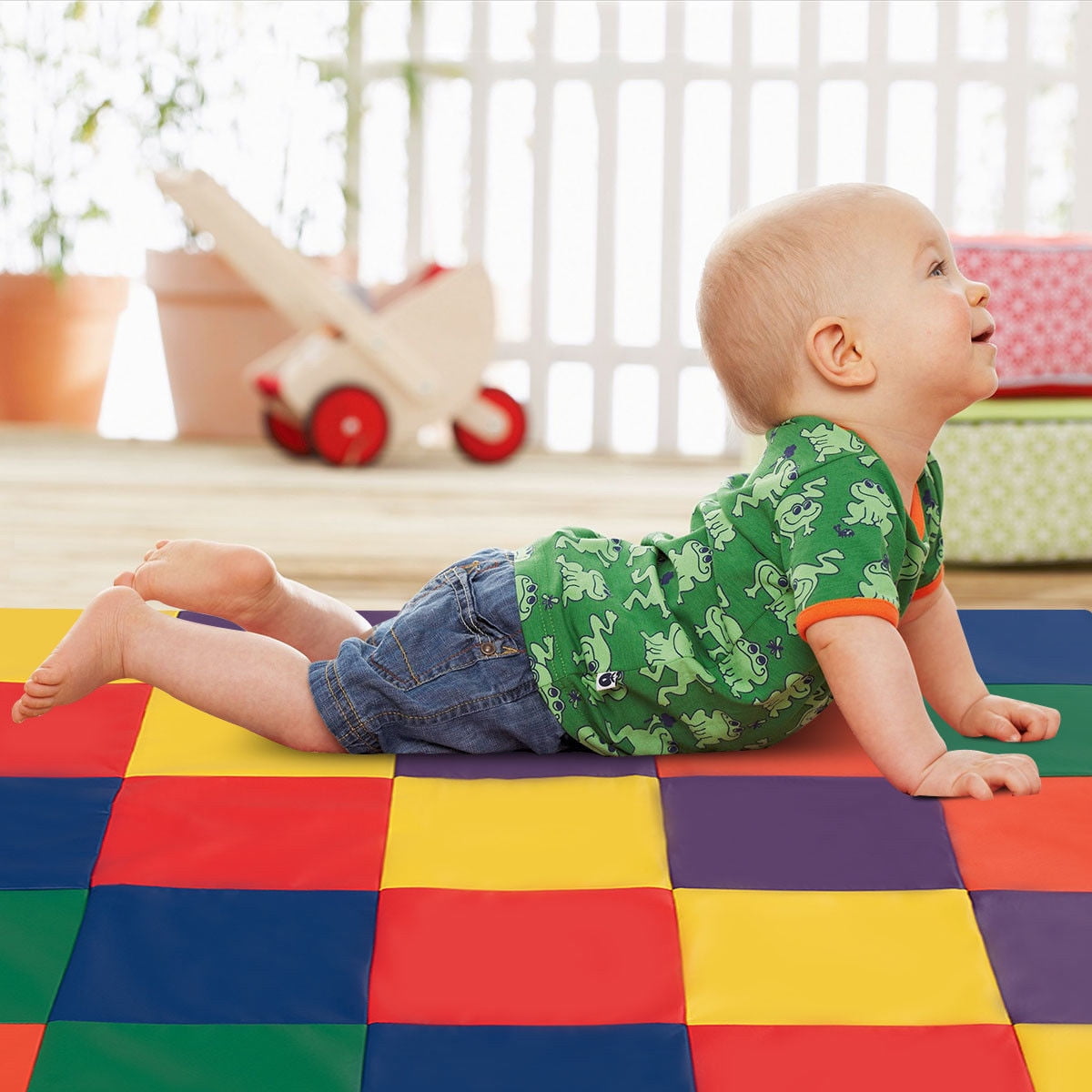 memory foam soft cushioned patchwork baby and toddler activity play mat