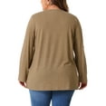 thumbnail image 3 of Agnes Orinda Women's Plus Size Blouses Long Sleeve Square Neck Flowy Pleated Loose Fit Tunic Tops 2X Brown, 3 of 6