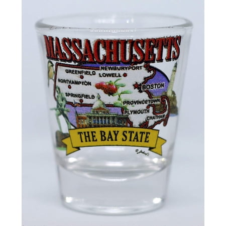 Massachusetts State Elements Map shot glass