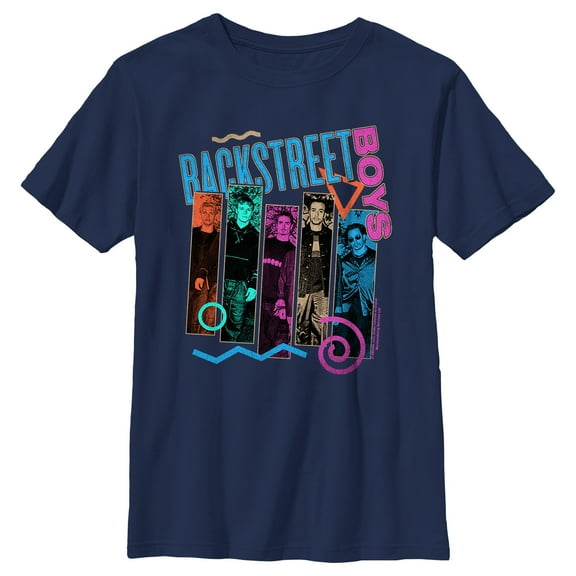 Boy's Backstreet Boys Member Photo Stripes  Graphic T-Shirt