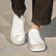 thumbnail image 2 of Men's Dress Sneakers, Leather Fashion Sneakers for Men Oxfords Classic Handmade Comfortable Lace Up Platform Flat Sneakers Tennis Retro Shoes, 2 of 9