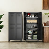 Fesbos 61" Kitchen Pantry Storage Cabinet with 4 Adjustable Shelves, Black Metal Cupboard Cabinet for Kitchen, Living Room, Storeroom