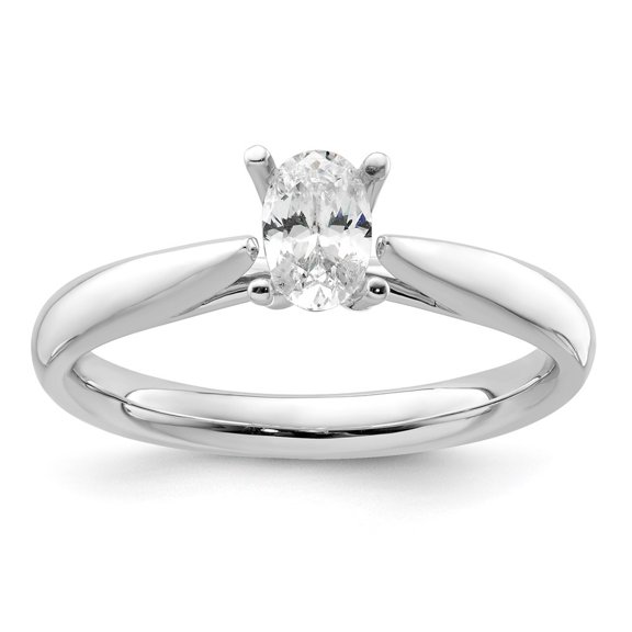 Auriga Fine Jewelry 14K White Gold Oval Lab Grown Diamond Solitaire Ring for Women Size 7 (Carat: 0.5cttw, Clarity: SI2, Color: GH)