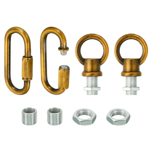 Unique Bargains M10 Lamp Female Loop Holder with Chain Quick Link Lifting Eye Nut Hook Ring 88 Lbs Load Gold Bronze