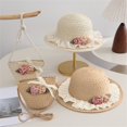 thumbnail image 5 of LNMQLPDBS Baby Sun Hat Sets Girls Wide-Brim Straw Sun-Hat for Summer Beach with Flower Kids Tourism Sun Hat with Shoulder Bag Gift for Girl Sun Protection Hat for All Season, 5 of 5