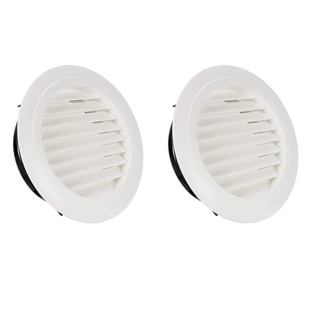 

2X 8 Inch Round ABS Louver Grille Cover White Soffit Vent with Built-in Fly Screen Mesh for Bathroom
