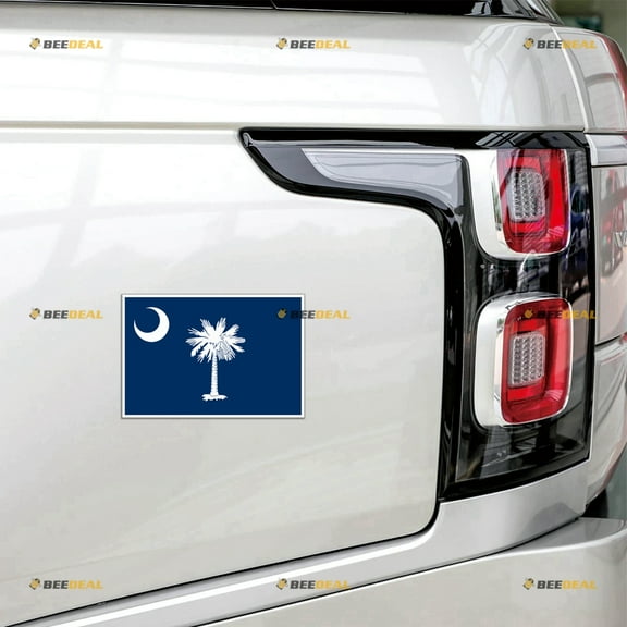 South Carolina State Flag Car Magnet Magnetic Sticker Decal - 4 Pack Reflective 3" 4" 5" 6" - for Truck Door Fridge Reusable Waterproof
