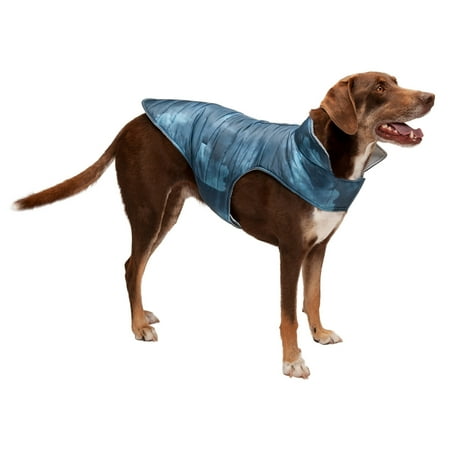 UPC: 0842229129427 | FurHaven Pet Coat | Water-Repellent Reversible Reflective Puffer Dog Coat Blue Watercolor Large