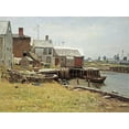 thumbnail image 2 of Enneking, John Joseph 32x25 Black Ornate Wood Framed with Double Matting Museum Art Print Titled - Fishing Pier, 2 of 4