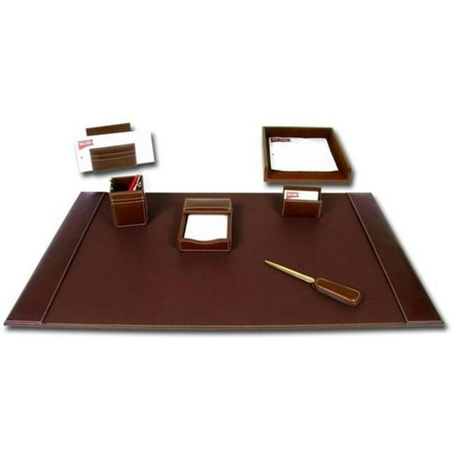Dacasso D3204 Ensemble de Bureau Rustique en Cuir Brun en 7 Pièces