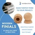 thumbnail image 5 of Wood Finials, 3/4 Inch Tall with 1/4 Inch Hole, Unfinished Wood Finials for 1/4 Inch Dowel Rods, Wood Dowel Caps for Crafts and DIY, Pack of 24 by Woodpeckers, 5 of 7