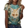 thumbnail image 3 of Watercolor Fox T-Shirts Casual T-Shirt Short Sleeve Women Trendy Tshirt Beach Custom Tops, 3 of 5