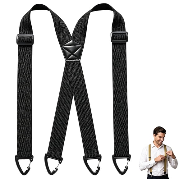 Men's X-Back Suspenders with Hook Clips, No Slip Heavy Duty Hold, Adjustable 1.5 Inch Elastic Straps for Work and Daily Wear