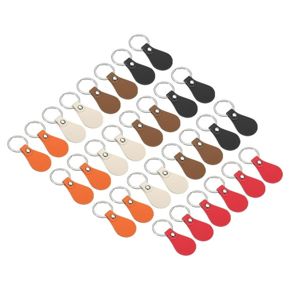 Uxcell Leather Key Fob Kit, 30 Pack PU Leather Key Fob Blanks and Key Rings for Laser Engraving, 5 Colors