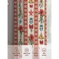 thumbnail image 6 of Christmas Stripes Sheer Curtains 96 inches Long, Bell Flower Stars Snowflakes Linen Light Filtering Sheer Window Curtains Rod Pocket Voile Drapes for Bedroom Living Room, 2 Panels 52"W x 96"L, 6 of 7