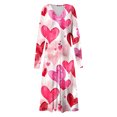 thumbnail image 4 of ClodeEU Women's Valentine's Day Long Sleeve V Neck Print Midi Dress,Trendy Loose Cozy Dress Multicolor 28,Womens Plus L, 4 of 5