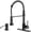 Black 6, variant on OWOFAN Black Kitchen Faucet with Pull Down Sprayer Stainless Steel Single Handle Pull Out Spring Sink Faucets 1 Hole Or 3 Hole Dual Function for Farmhouse Camper Laundry Utility Rv Wet Bar