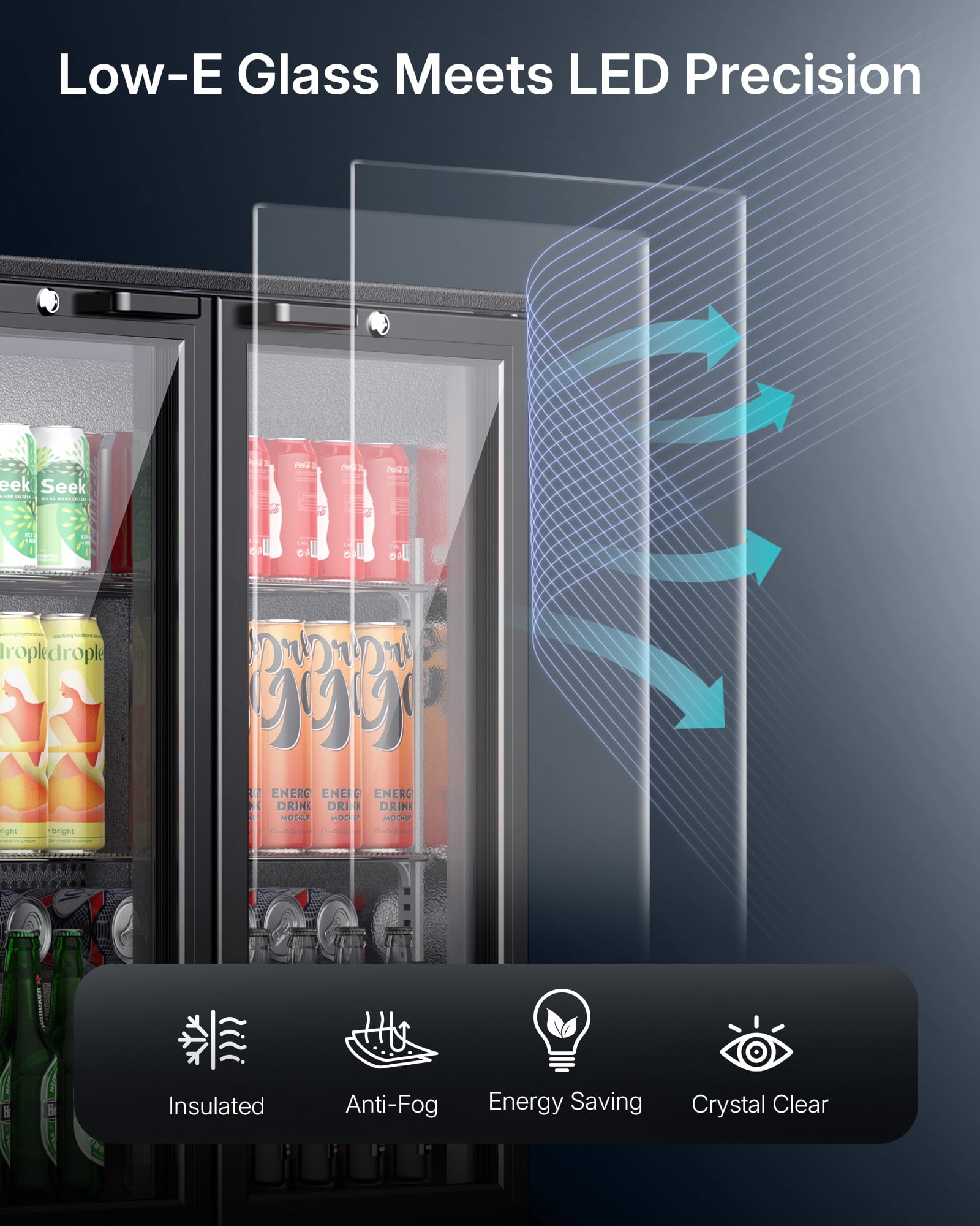Upstreman 11.4 Cu.Ft Wine and Beverage Refrigerator, Three Zone Wine Cooler Beverage Fridge 3 Glass Door Commercial Refrigerator, 112 Bottles and 328 Cans, BB114