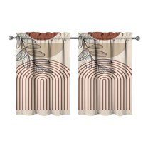 Vintage Modern Abstract Geometric Lines Boho Tier Cafe Curtains for Bathroom Living RV Rod Pocket Window Drapes 36 Inch 2 Panels Set 28"x36" 2 Panels Window Treatment Tiers