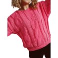thumbnail image 2 of Liacowi Women Juniors Knit Pullover Long Sleeve Loose Fit Sweater Teen Girl Fall Winter Cable Jumper Knitwear Tops, 2 of 9
