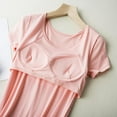 thumbnail image 5 of Women's Nightshirt with Chest Pad, Short Sleeve Nightgown V-Neck Sleepwear Pajama Dress, 5 of 5