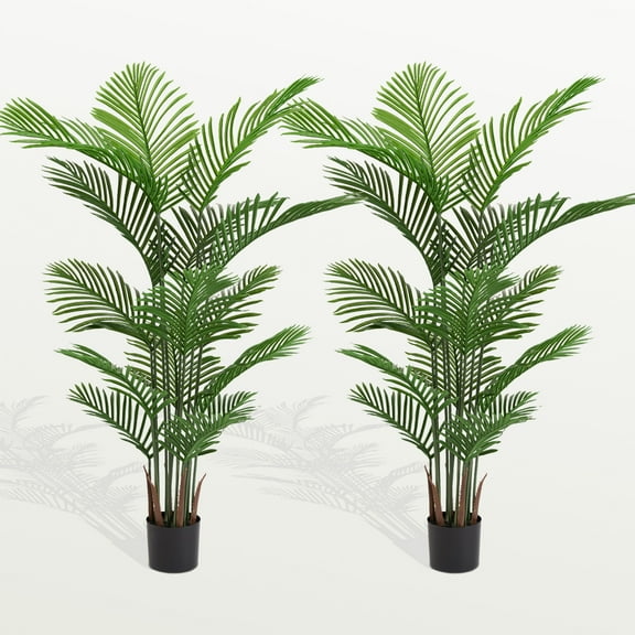 EverGreen Decor 5.2ft Artificial Ficus Tree Outdoor UV-Resistant Fake Plant with 15 Lifelike Fronds, 2-Pack for Patio & Garden