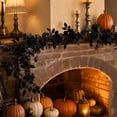 thumbnail image 4 of YiFudd Black Halloween Rattan Garland, 78.7in Soft Vine with Black Roses for Gothic Porch Mantel Party Decor, 4 of 7