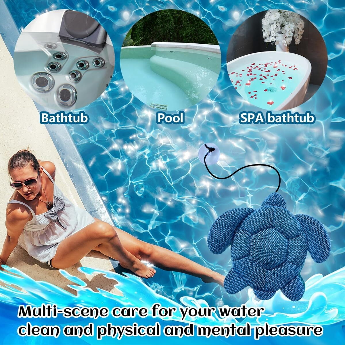 Hot Tub Scum Absorber, Scum Turtle Hot Tub Cleaner Hot Tub Accessories 2 Pack Hot Tub Sponge for Scum Reusable Spa & Pool Cleaner Hot Tub Oil Absorbing Scum Absorber Keeps Water Clean
